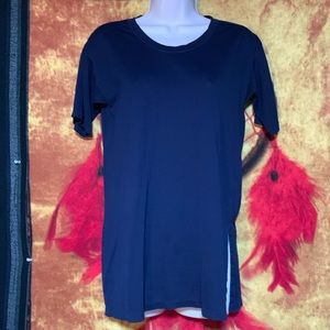 J.CREW-women’s navy blue short sleeve slim-stretch tunic tee-shirt